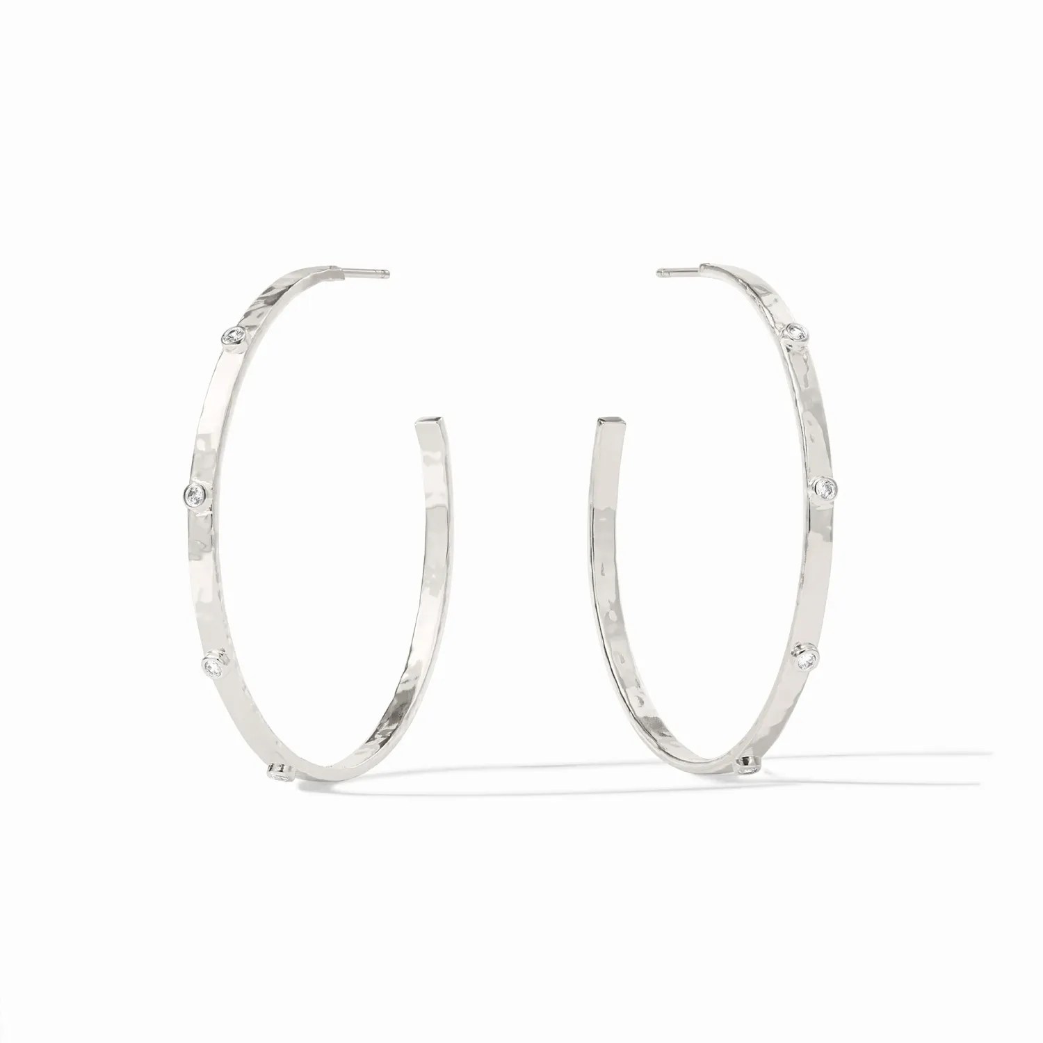 JULIE VOS CRESCENT STONE HOOP-CUBIC ZIRCONIA-XL - SILVER