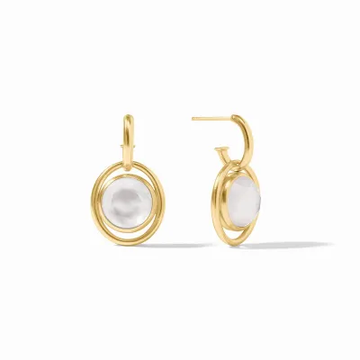JULIE VOS LAGUNA HOOP &amp; CHARM EARRING-IRIDESCENT CLEAR CRYSTAL-OS - GOLD