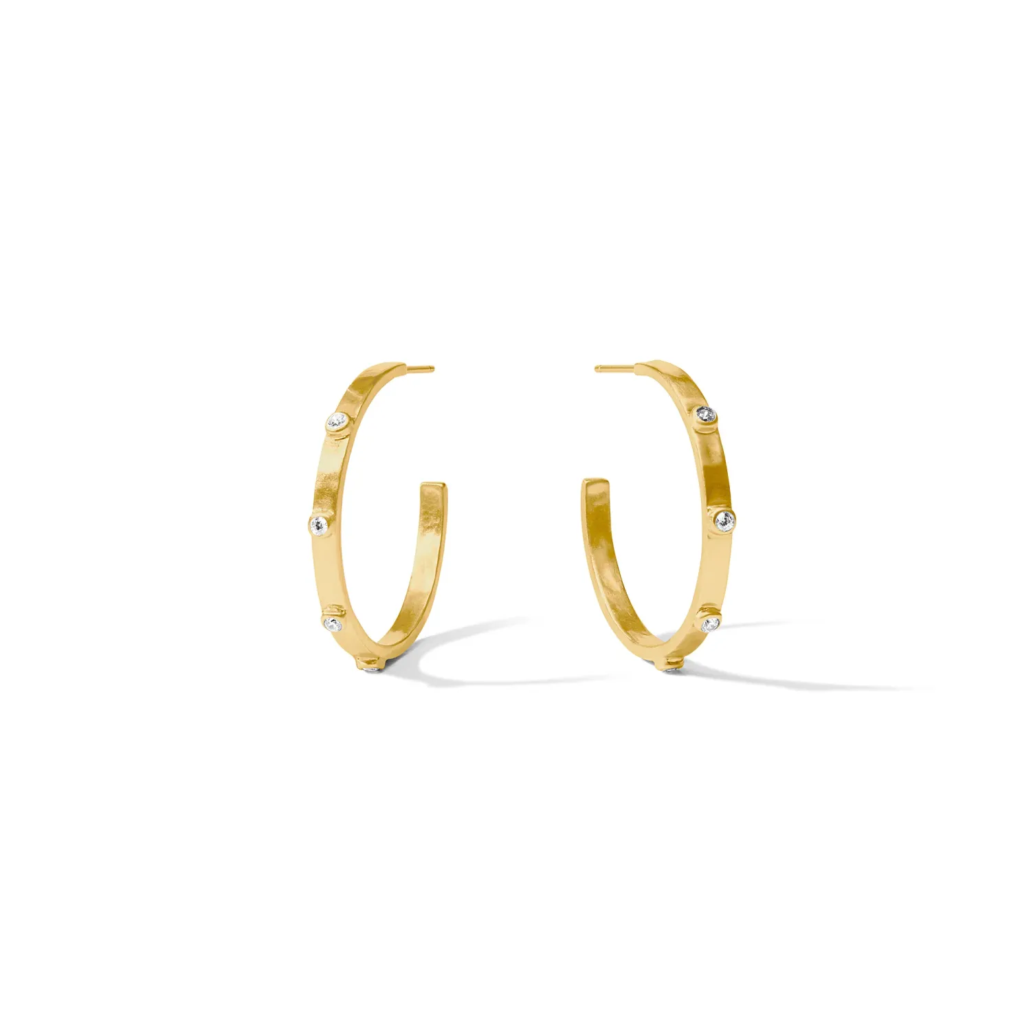 JULIE VOS CRESCENT STONE HOOP-CUBIC ZIRCONIA-L - GOLD
