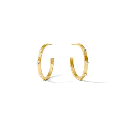 JULIE VOS CRESCENT STONE HOOP-CUBIC ZIRCONIA-L - GOLD