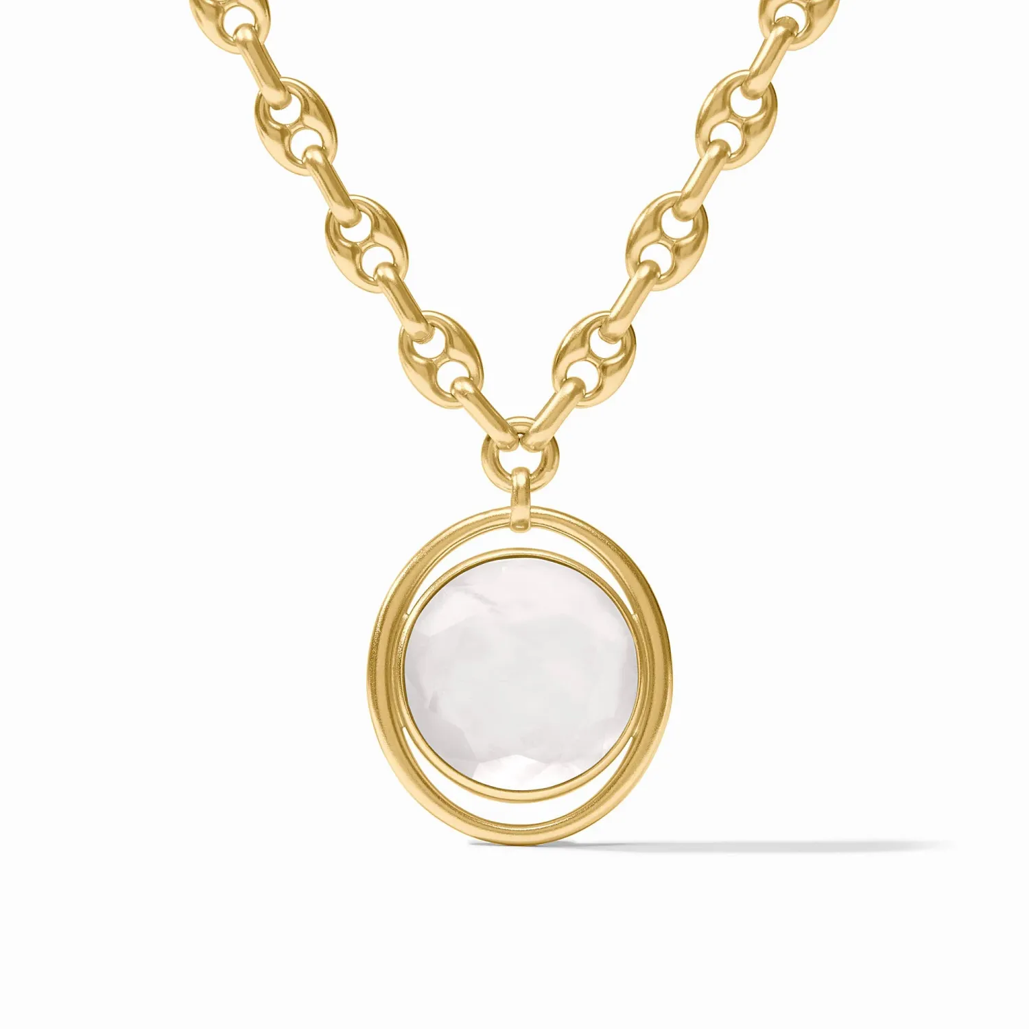 JULIE VOS LAGUNA STATEMENT NECKLACE-IRIDESCENT CLEAR CRYSTAL-OS - GOLD