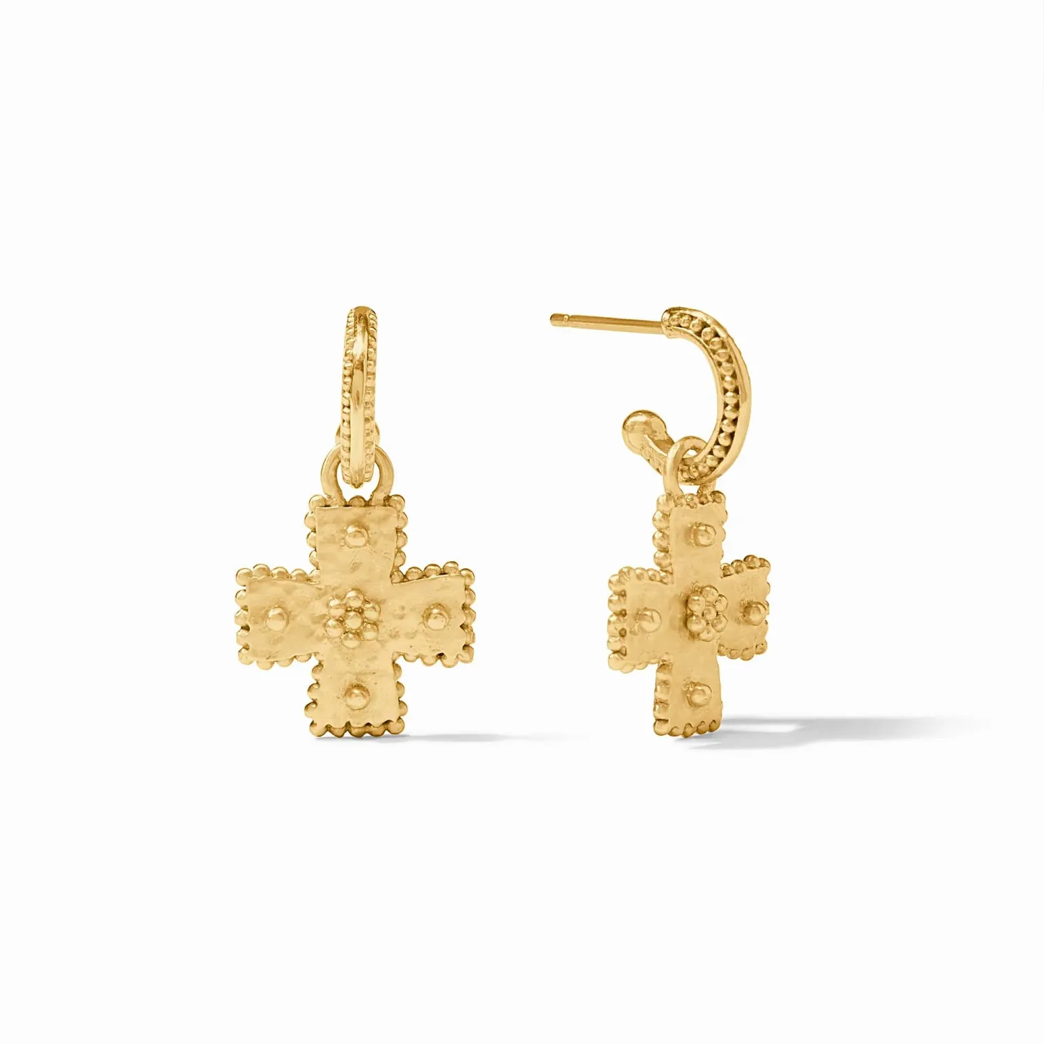 JULIE VOS MALTA CANTERBURY HOOP &amp; CHARM EARRING-OS - GOLD
