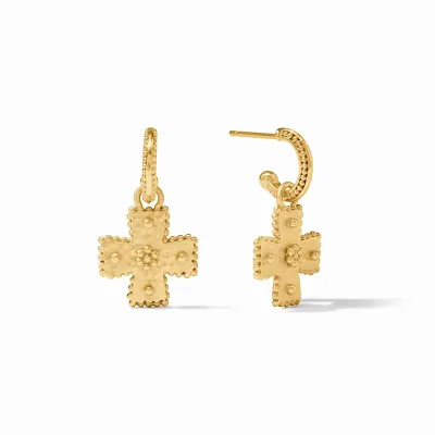 JULIE VOS MALTA CANTERBURY HOOP &amp; CHARM EARRING-OS - GOLD
