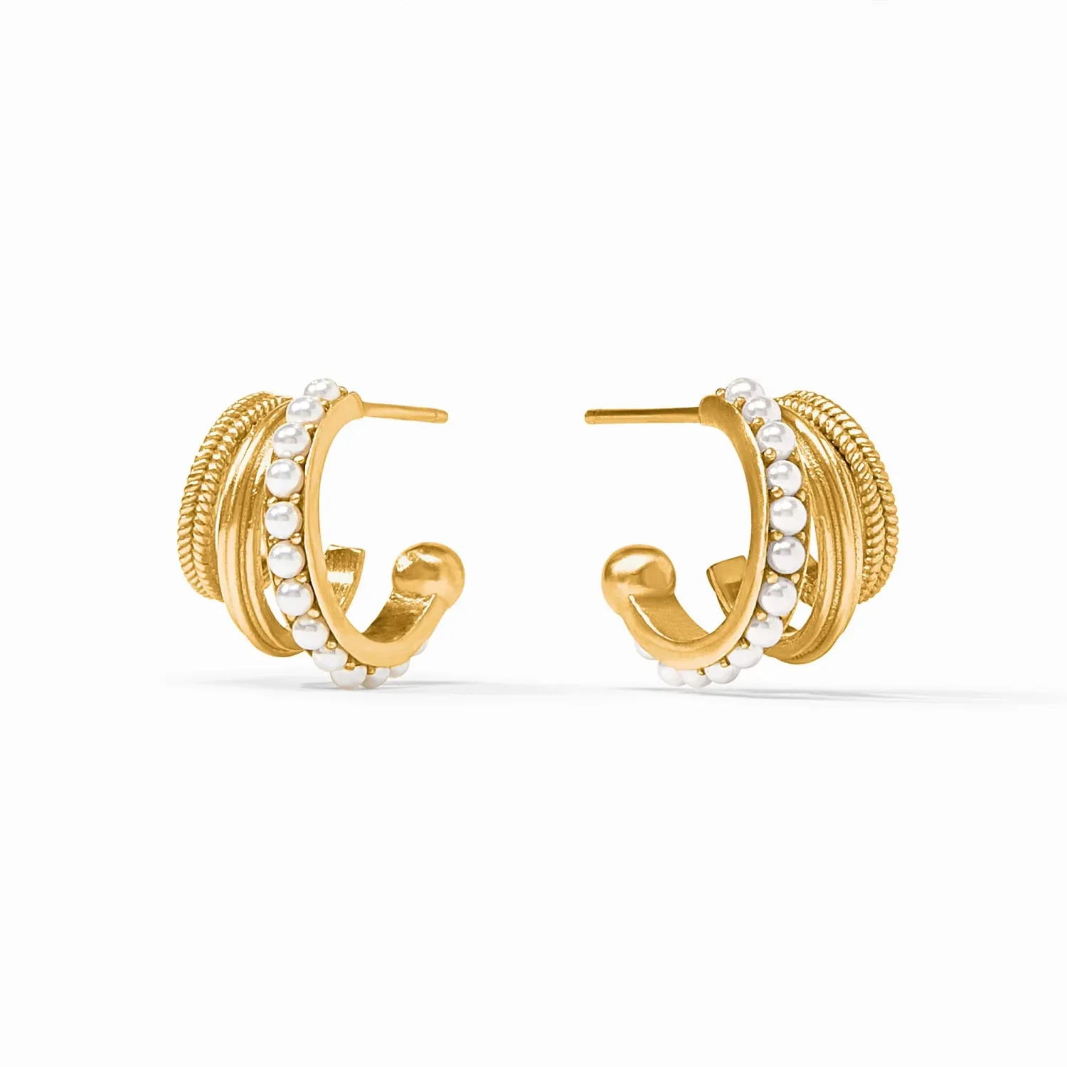 JULIE VOS HYDRA TRIPLE HOOP-PEARL-OS - GOLD