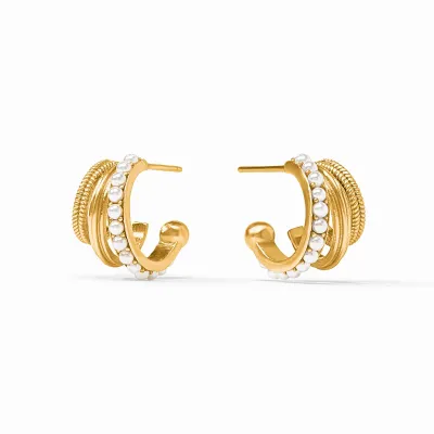 JULIE VOS HYDRA TRIPLE HOOP-PEARL-OS - GOLD