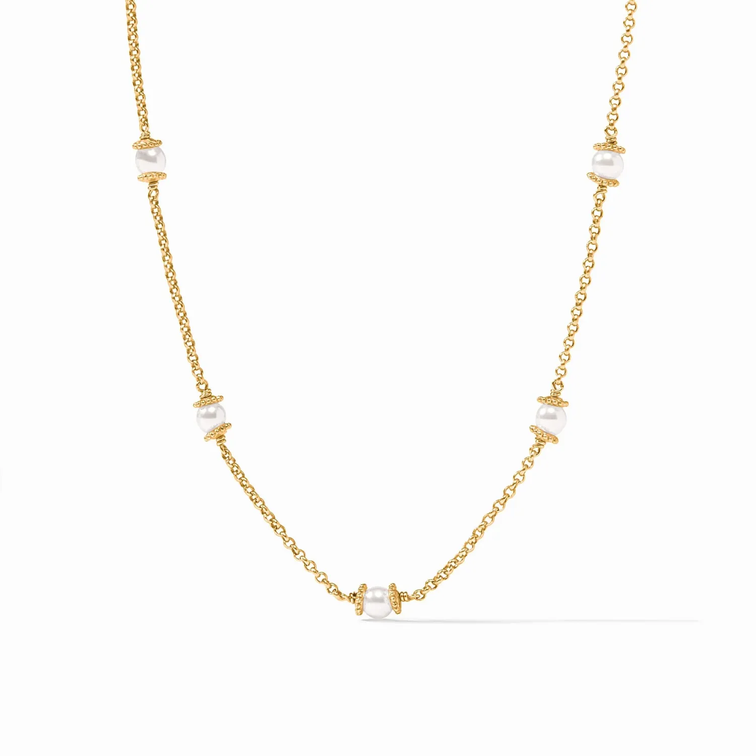 JULIE VOS HYDRA DELICATE STATION NECKLACE-PEARL-OS - GOLD