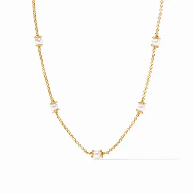 JULIE VOS HYDRA DELICATE STATION NECKLACE-PEARL-OS - GOLD