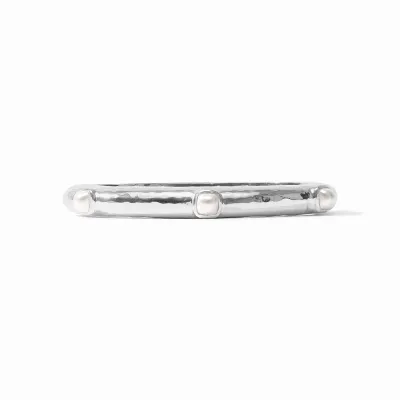 JULIE VOS CATALINA HINGE BANGLE-PEARL-OS - SILVER
