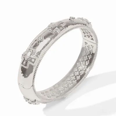 JULIE VOS CANTERBURY HINGE BANGLE-SILVER-OS - SILVER