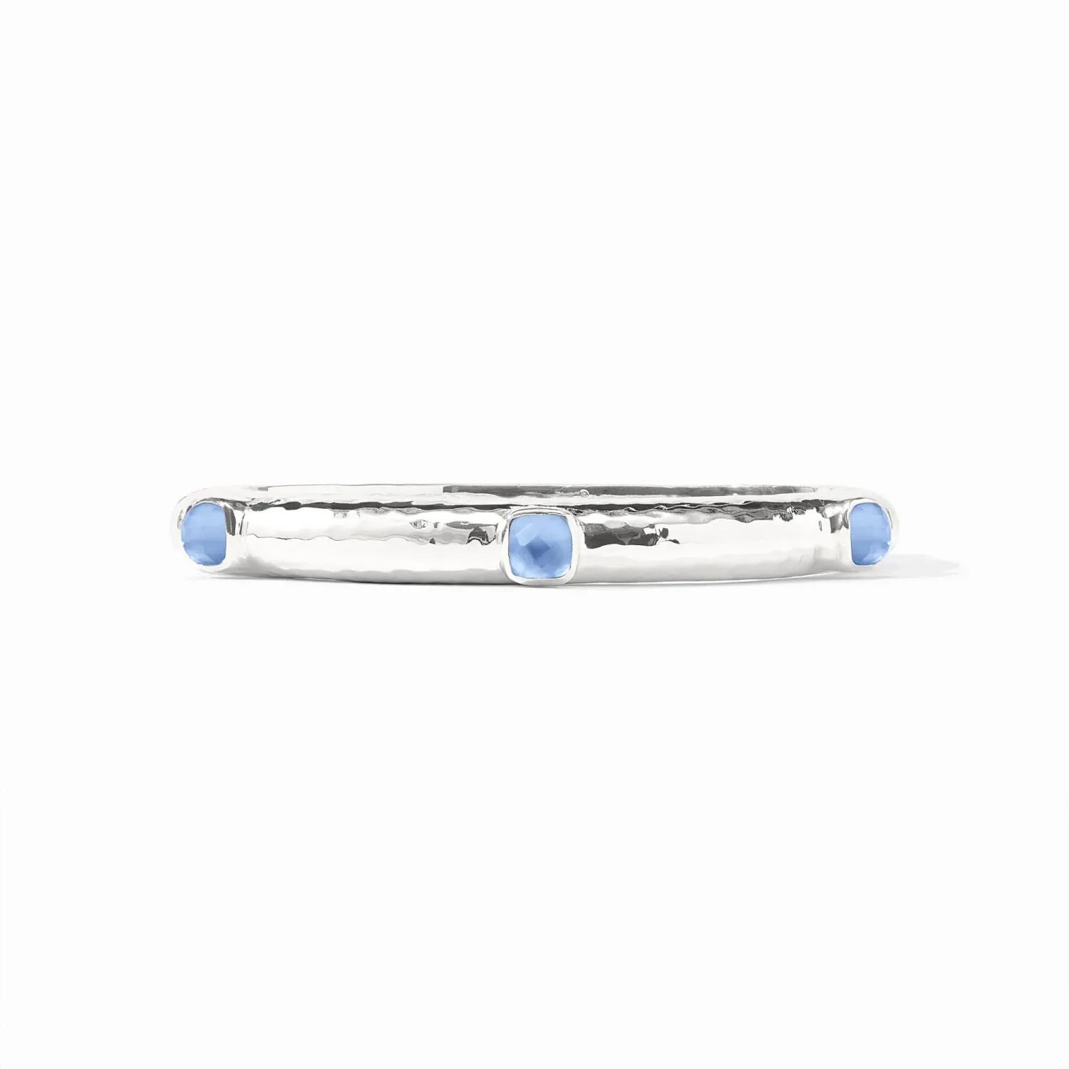 JULIE VOS CATALINA HINGE BANGLE-IRIDESCENT CHALCEDONY BLUE-OS - SILVER