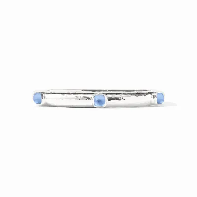 JULIE VOS CATALINA HINGE BANGLE-IRIDESCENT CHALCEDONY BLUE-OS - SILVER