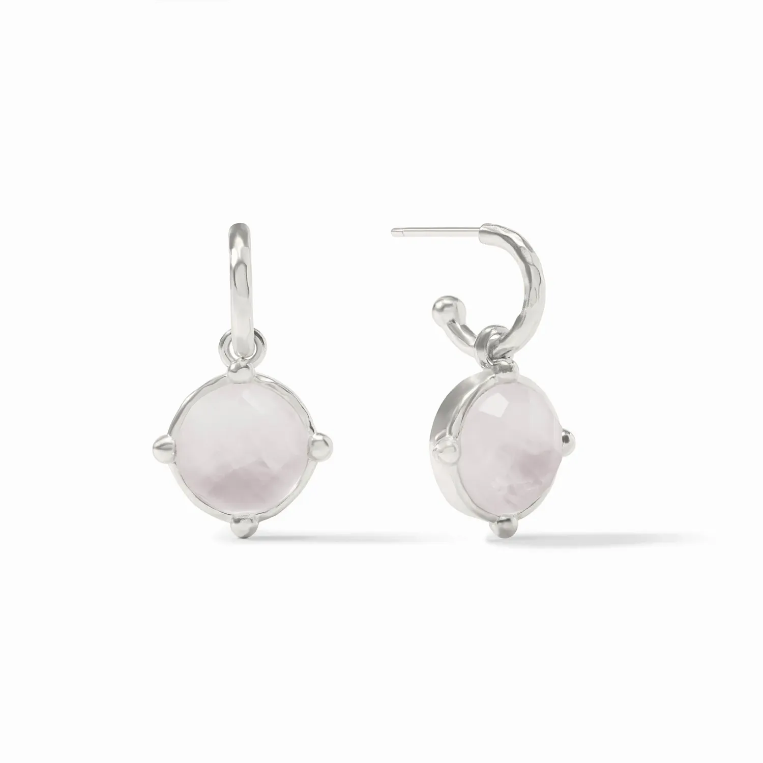 JULIE VOS HONEYBEE HOOP &amp; CHARM EARRING-PEARL-OS - SILVER