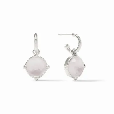 JULIE VOS HONEYBEE HOOP &amp; CHARM EARRING-PEARL-OS - SILVER