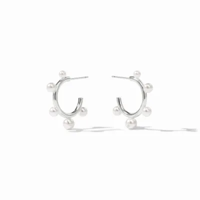 JULIE VOS HYDRA STONE HOOP-PEARL-L - SILVER
