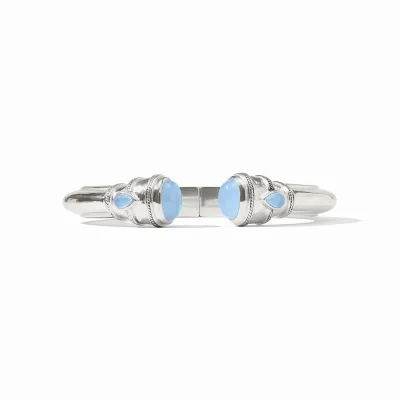 JULIE VOS CANNES DEMI CUFF-IRIDESCENT CHALCEDONY BLUE-OS - SILVER