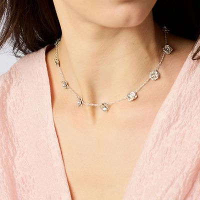 JULIE VOS BLOOM DELICATE STATION NECKLACE-SILVER-OS - SILVER