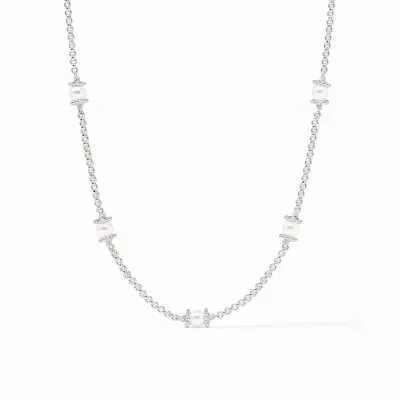 JULIE VOS HYDRA DELICATE STATION NECKLACE-PEARL-OS - SIVLER