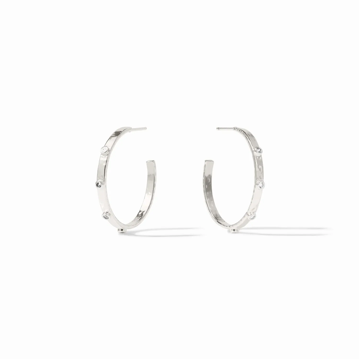 JULIE VOS CRESCENT STONE HOOP-CUBIC ZIRCONIA-L  - SIVLER