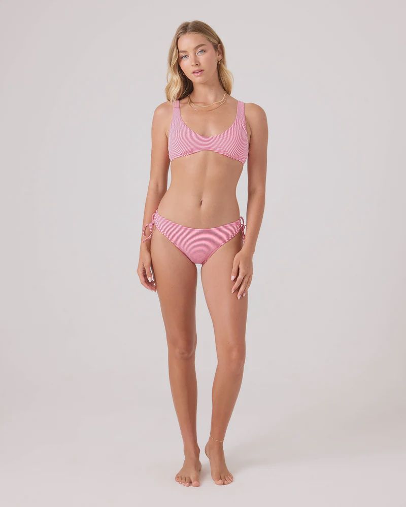 ROXY GOOD VIBES HIPSTER LACE FULL BOTTOM-PINK/WHITE