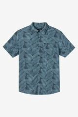 O’NEILL TRVLR PERFORATED PRINTED STANDARD SS WOVEN SHIRT-DARK SLATE