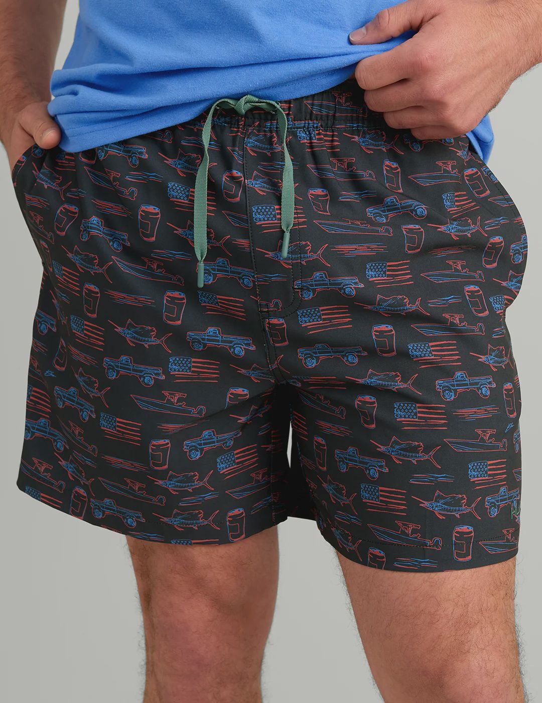 HUK PURSUIT KC PRINTED VOLLEY - TTRUE RED FISH CHAOS