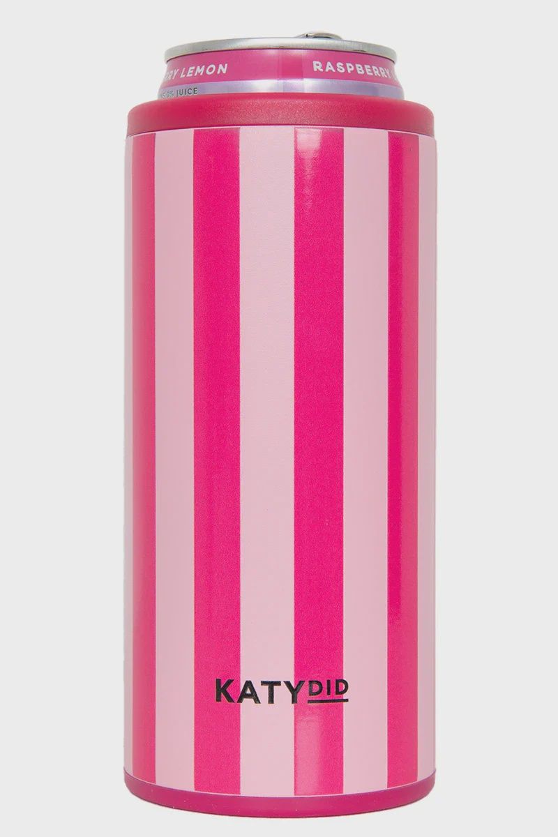 KATYDID PINK AND HOT PINK STRIPED SLIM CAN COOLER