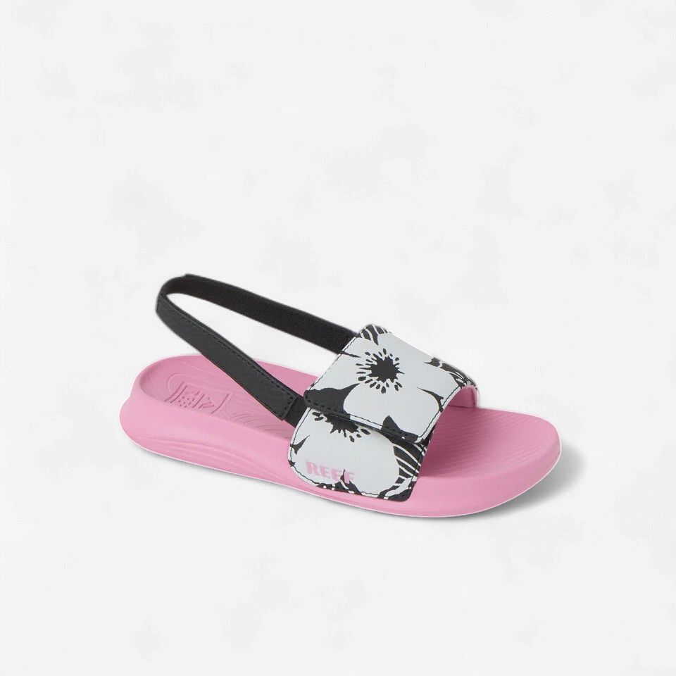 REEF G LITTLE SALTY SLIDE-BLACK/PINK