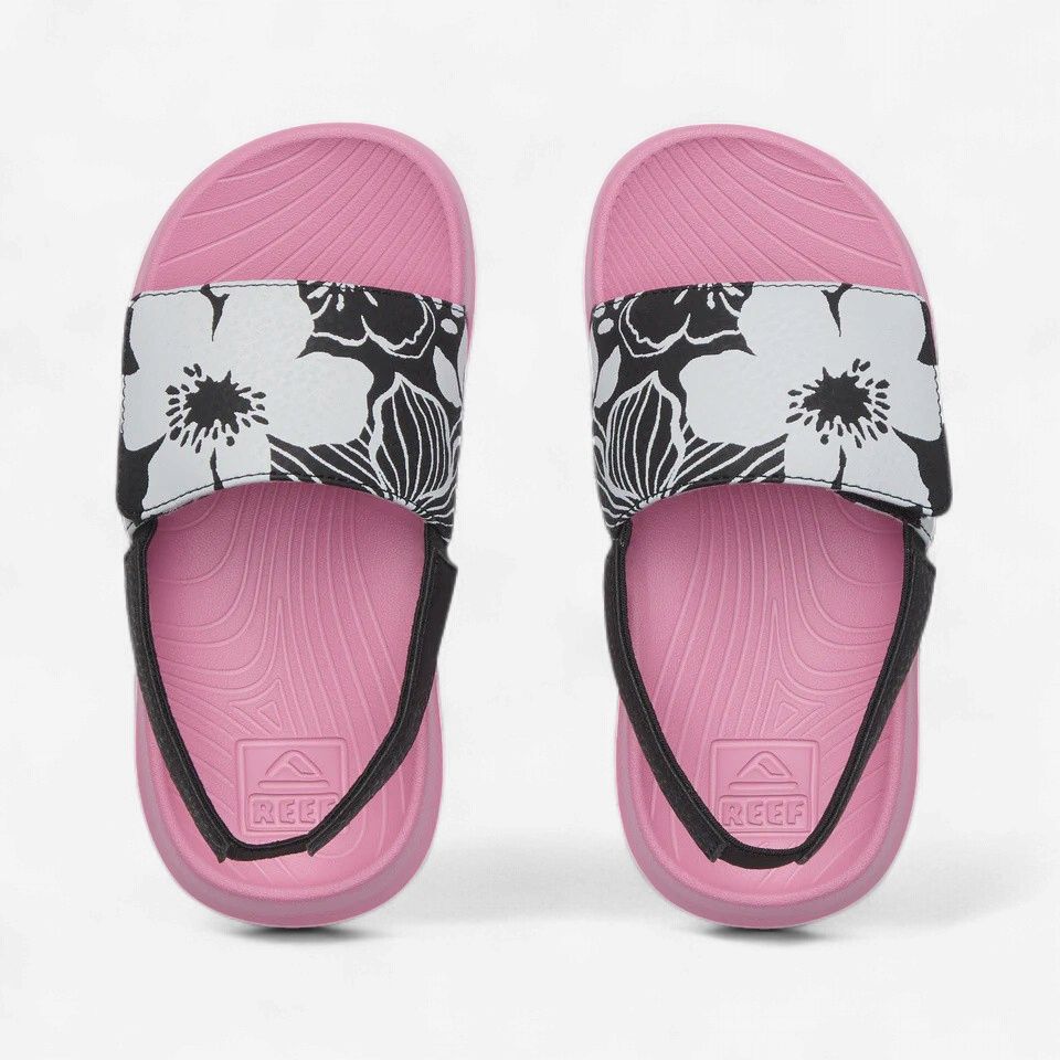 REEF G LITTLE SALTY SLIDE-BLACK/PINK