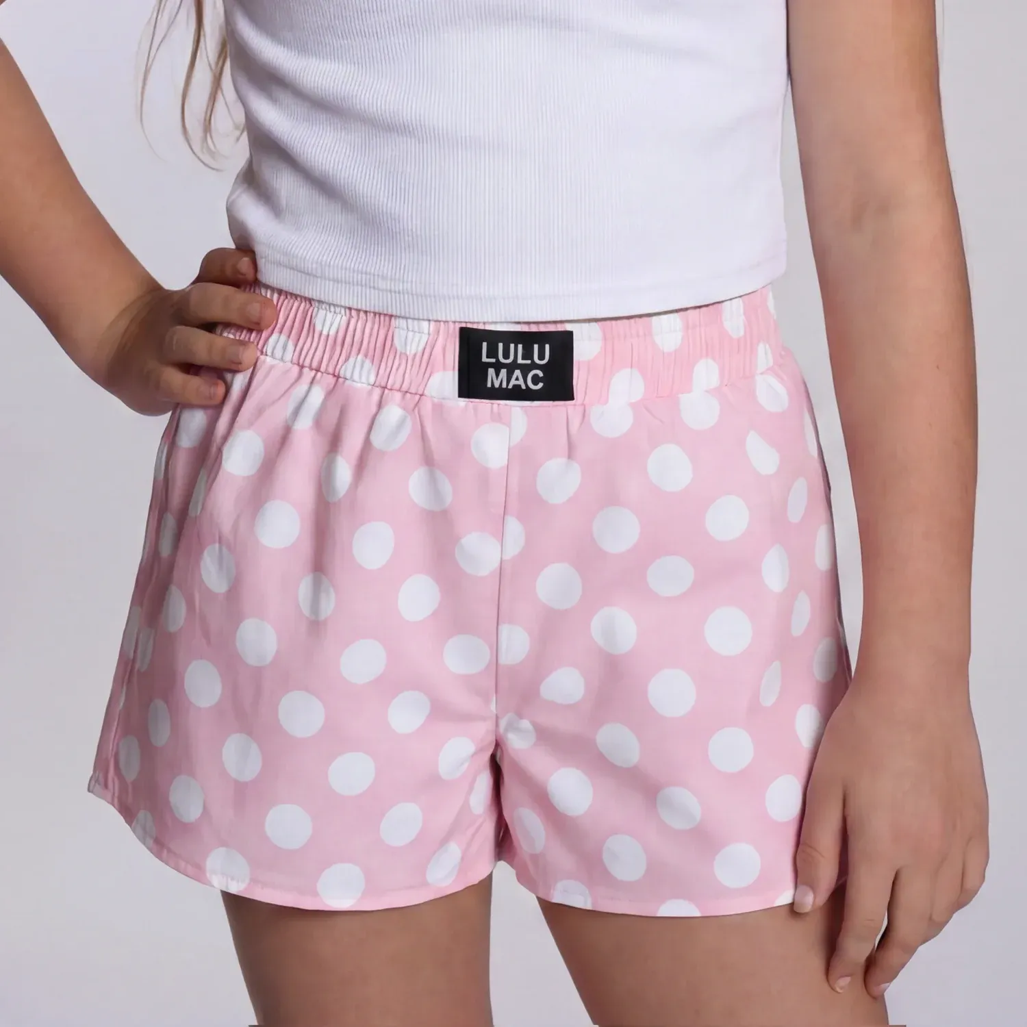 LULU MAC POLKA DOT KIDS SHORT-LIGHT PINK