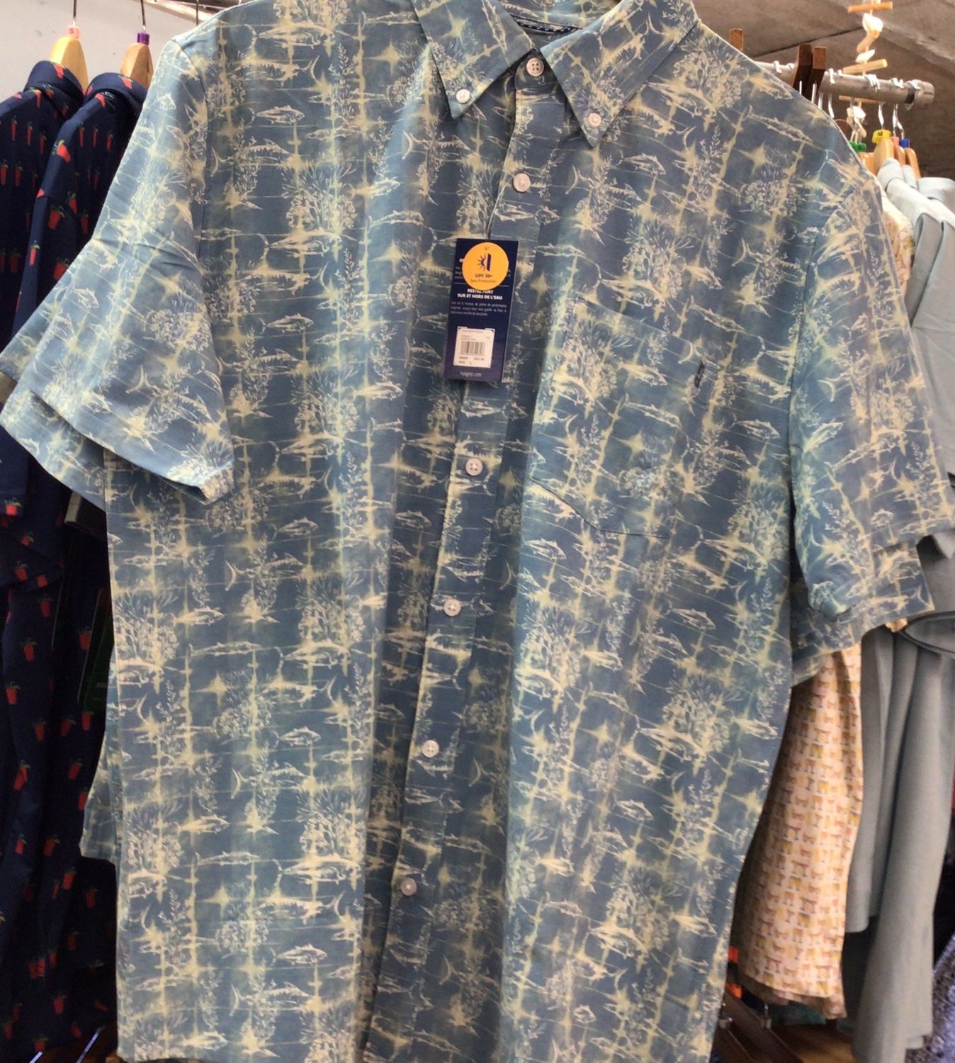 HUK KONA PRINTED SS SHIRT-BLUE SHADOW