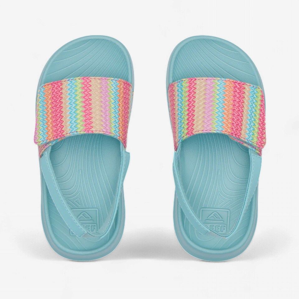 REEF G LITTLE SALTY SLIDE-AQUQ/STRIPE