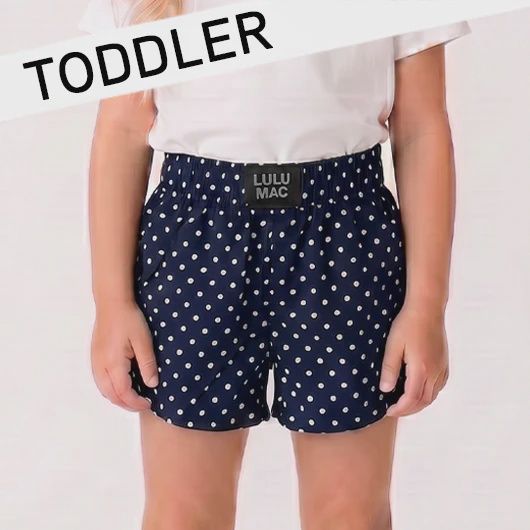 LULU MAC MINI POLKA DOT TODDLER SHORT-NAVY