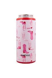 KATYDID LIGHT PINK WESTERN BOOTS SLIM CAN COOLER