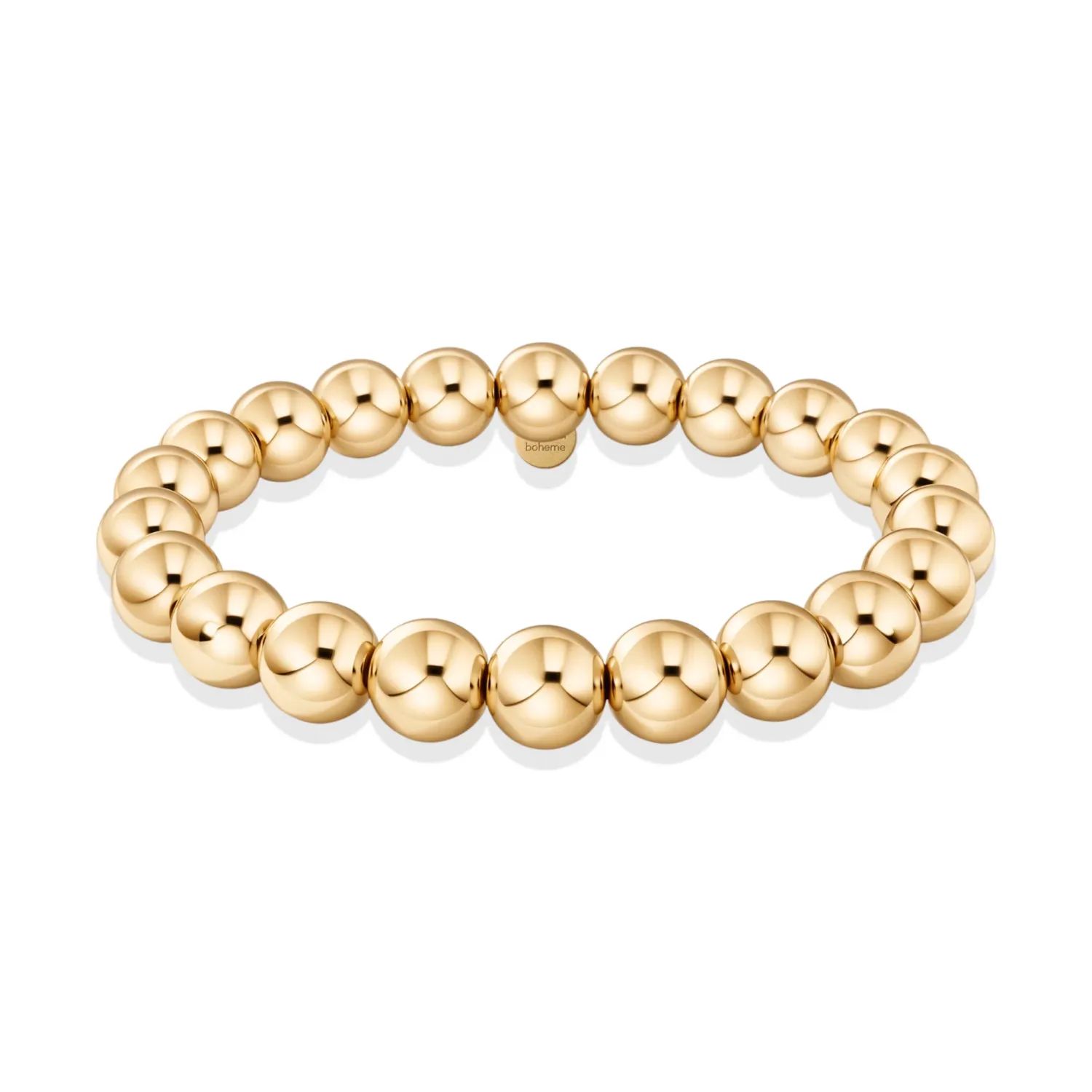 BARA BOHEME CLASSIC 8MM GOLD BEADS BRACELET 7”, LENGTH: Petite (6.5")