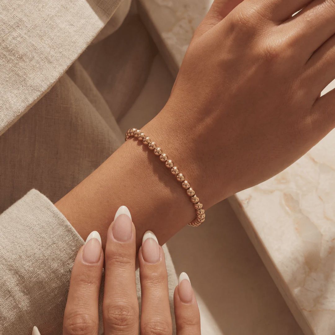 BARA BOHEME CLASSIC 5MM GOLD BEADS BRACELET 7”