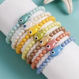 BEADED FISH BRACELET-ASSOC COLORS