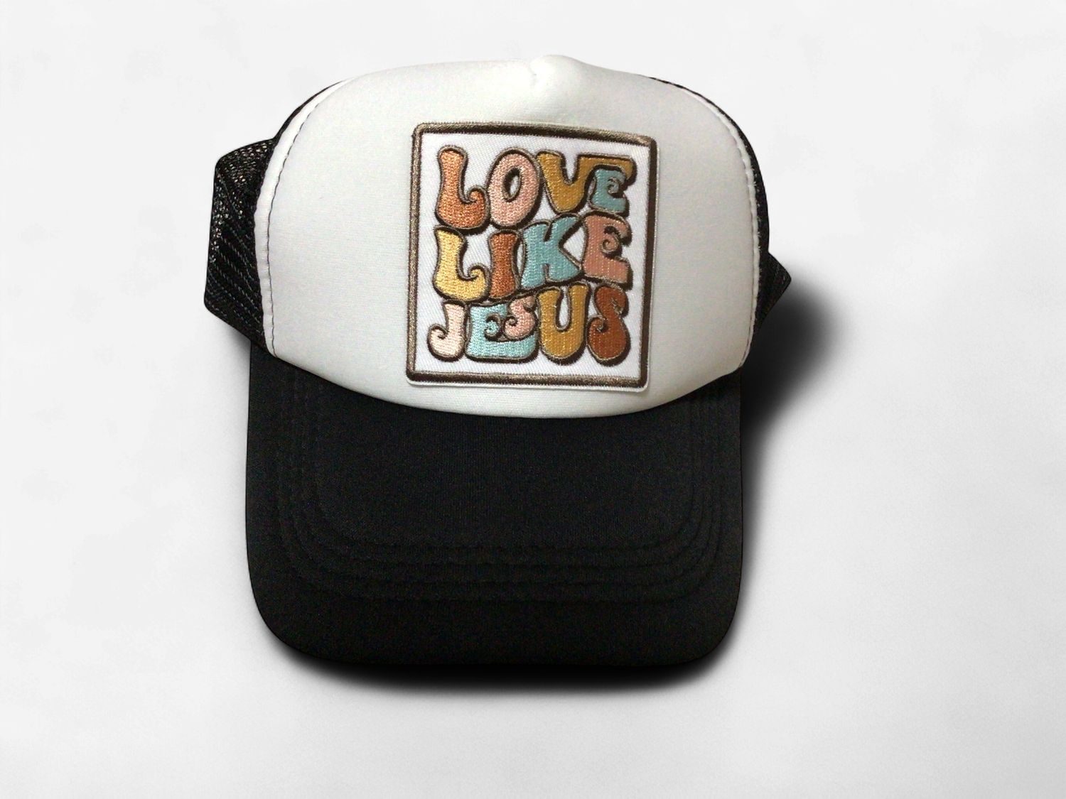 LOVE LIKE JESUS TRUCKER HAT- BLACK/WHITE