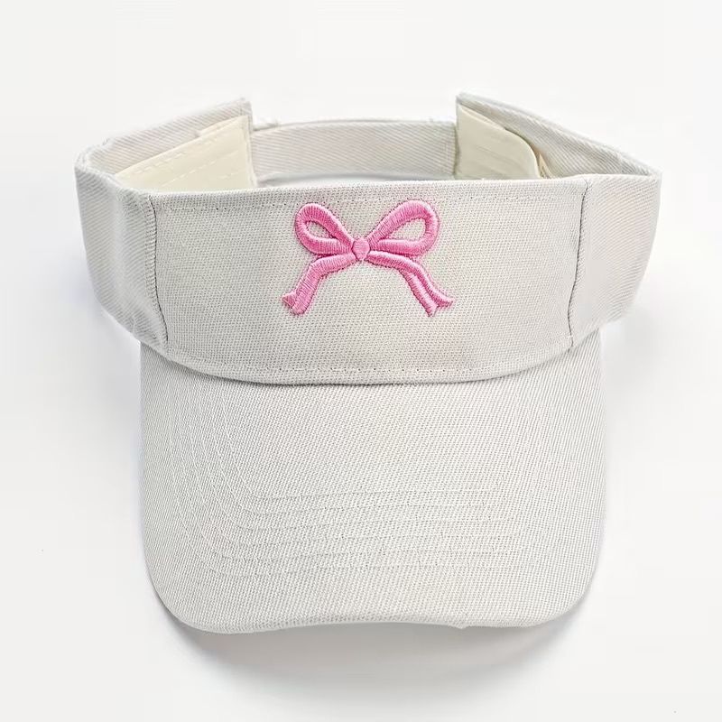 EMBROIDERED BOW VISOR-WHITE