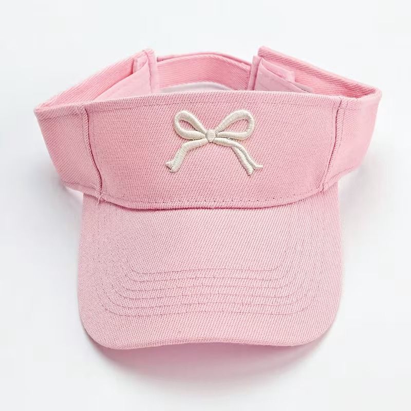 EMBROIDERED BOW VISOR-LIGHT PINK