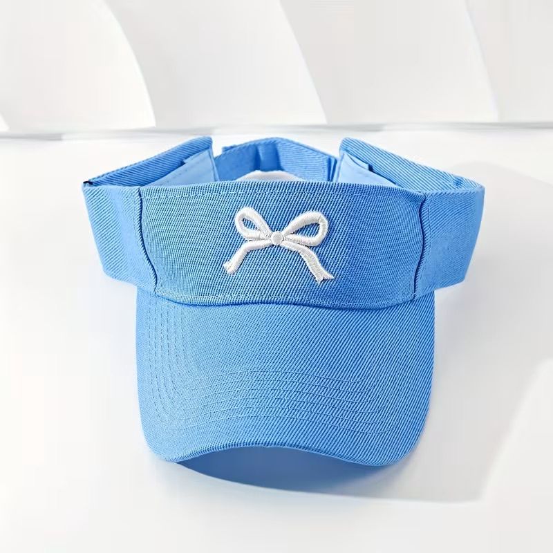 EMBROIDERED BOW VISOR- LIGHT BLUE