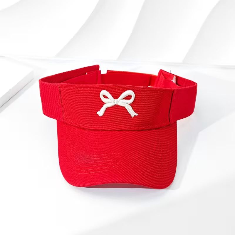 EMBROIDERED BOW VISOR-RED