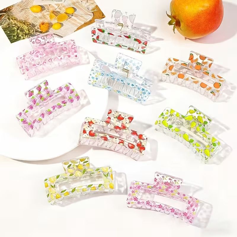 TRANSPARENT CUTE PRINTED HAIR CLIPS- ASSORTED DESIGNS