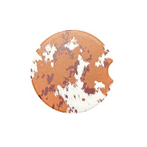 SIMPLY SOUTHERN SINGLE CAR COASTER -BROWN COW PRINT