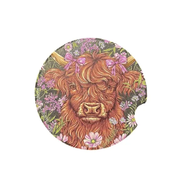 SIMPLY SOUTHERN  SINGLE CAR COASTER -FLORAL COW