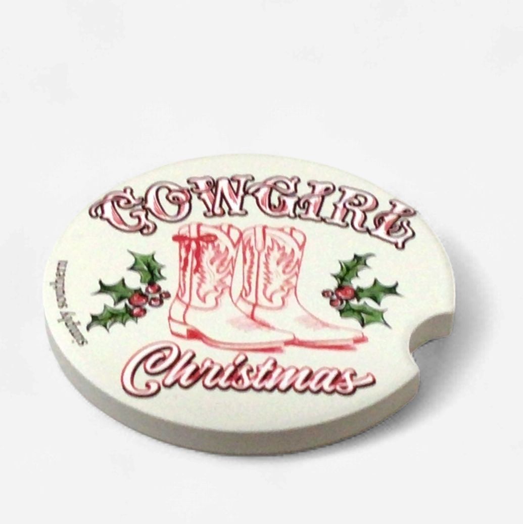 SIMPLY SOUTHERN SINGLE HOLIDAY CAR COASTER- COWGIRL CHRISTMAS