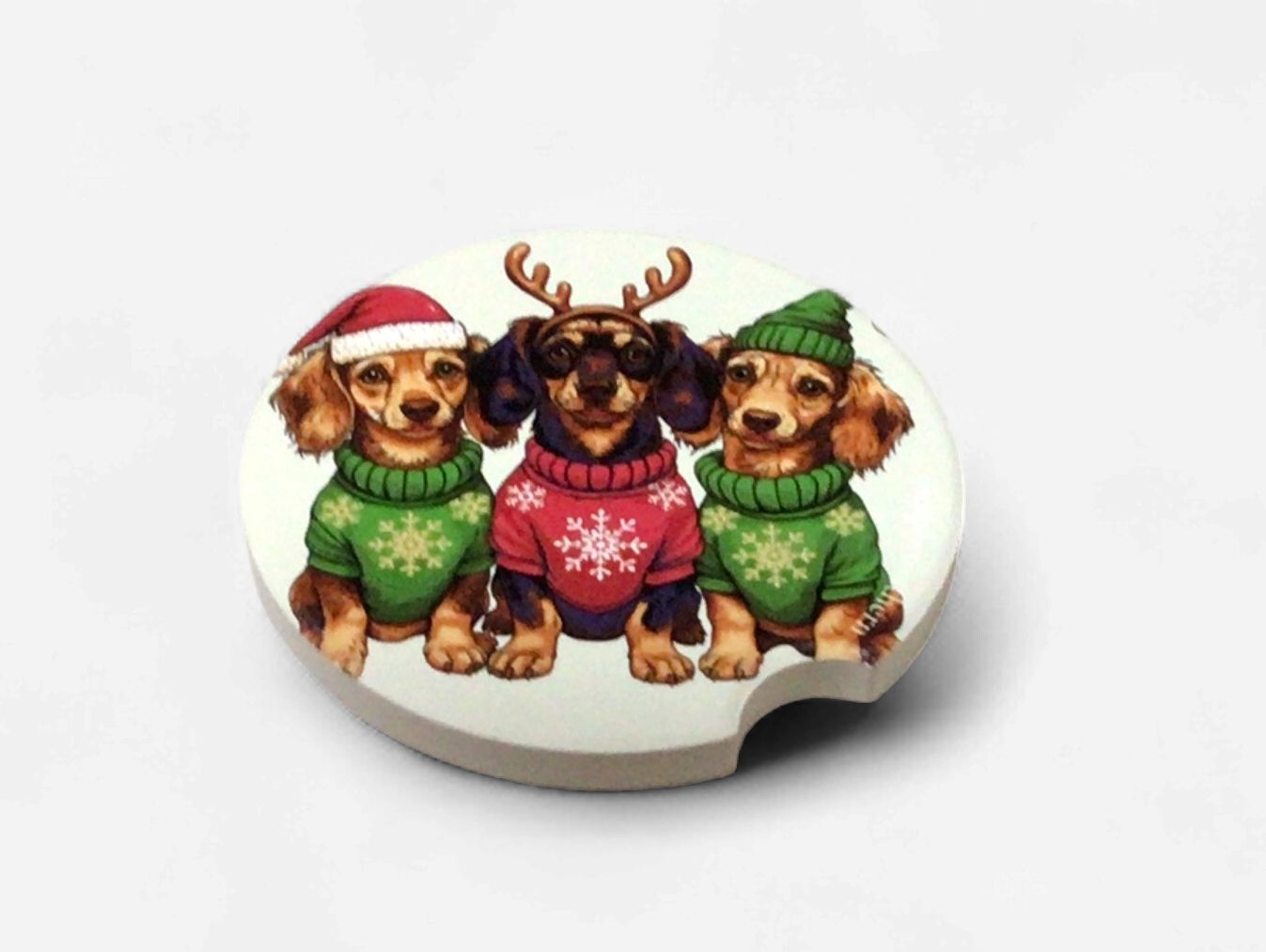 SIMPLY SOUTHERN SINGLE HOLIDAY CAR COASTER- DOGS IN SWEATERS