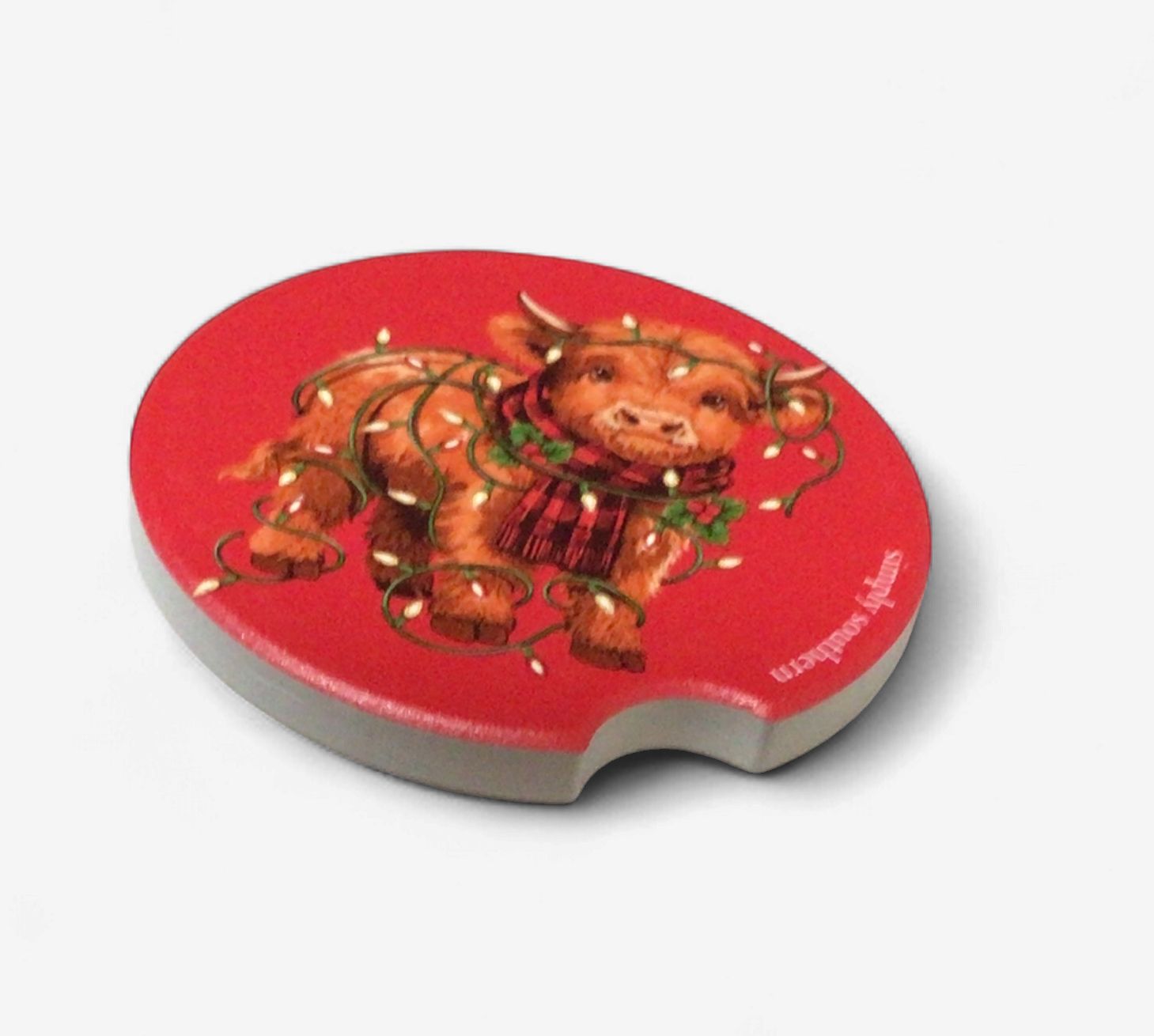 SIMPLY SOUTHERN SINGLE HOLIDAY CAR COASTER- COW W/ LIGHTS