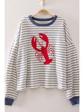 VERY J LOBSTER STRIPE LONG SLEEVE TOP-BLUE MIX