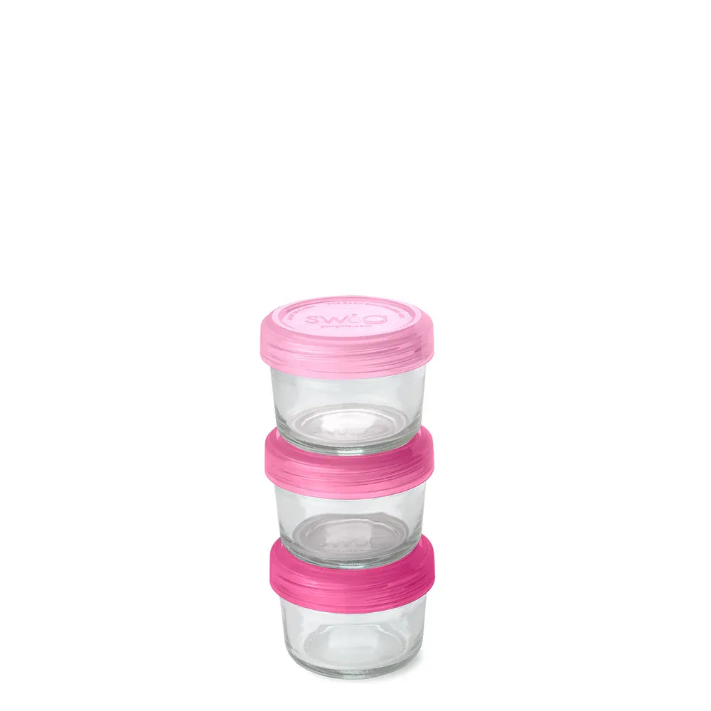 SWIG LIFE PINK 3PC GLASS FOOD STORAGE SET(SMALL)
