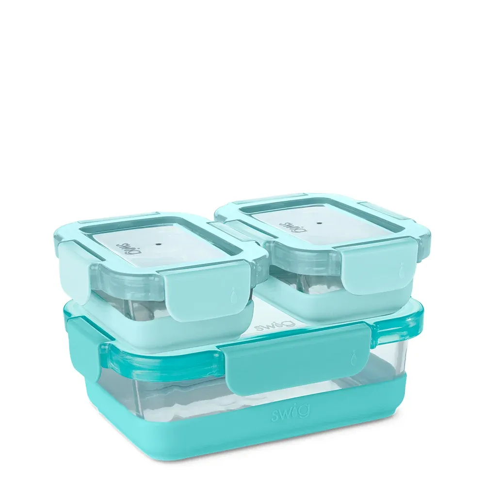 SWIG LIFE AQUA 3PC GLASS FOOR STORAGE SET(LARGE)